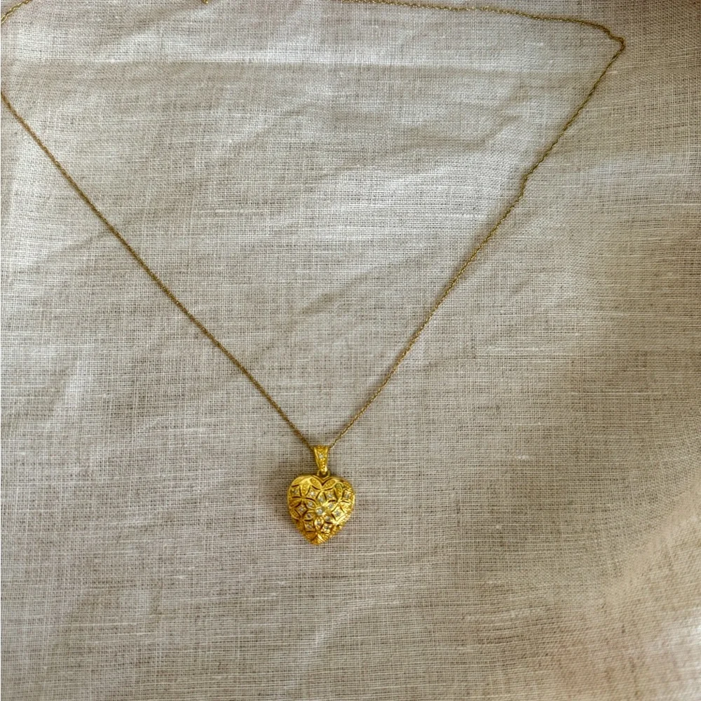 Gold Heart Locket Pendant Necklace 925 Stamped 1/20 14K Gold GF